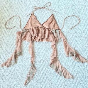 Y2K Floral Embroidered Beaded Jellyfish Fairy Top